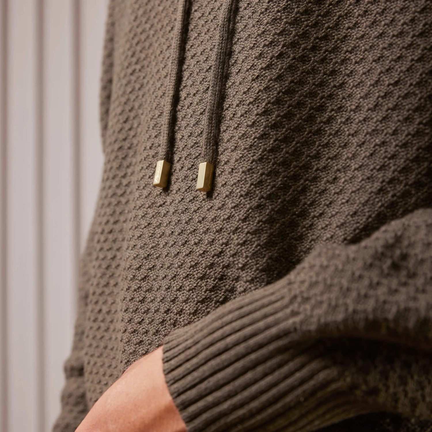 Pull Capuche Kaki(Pull A Capuche En Maille Losange 1) 4 Pull Capuche Kaki(Pull A Capuche En Maille Losange 1) – Image 4