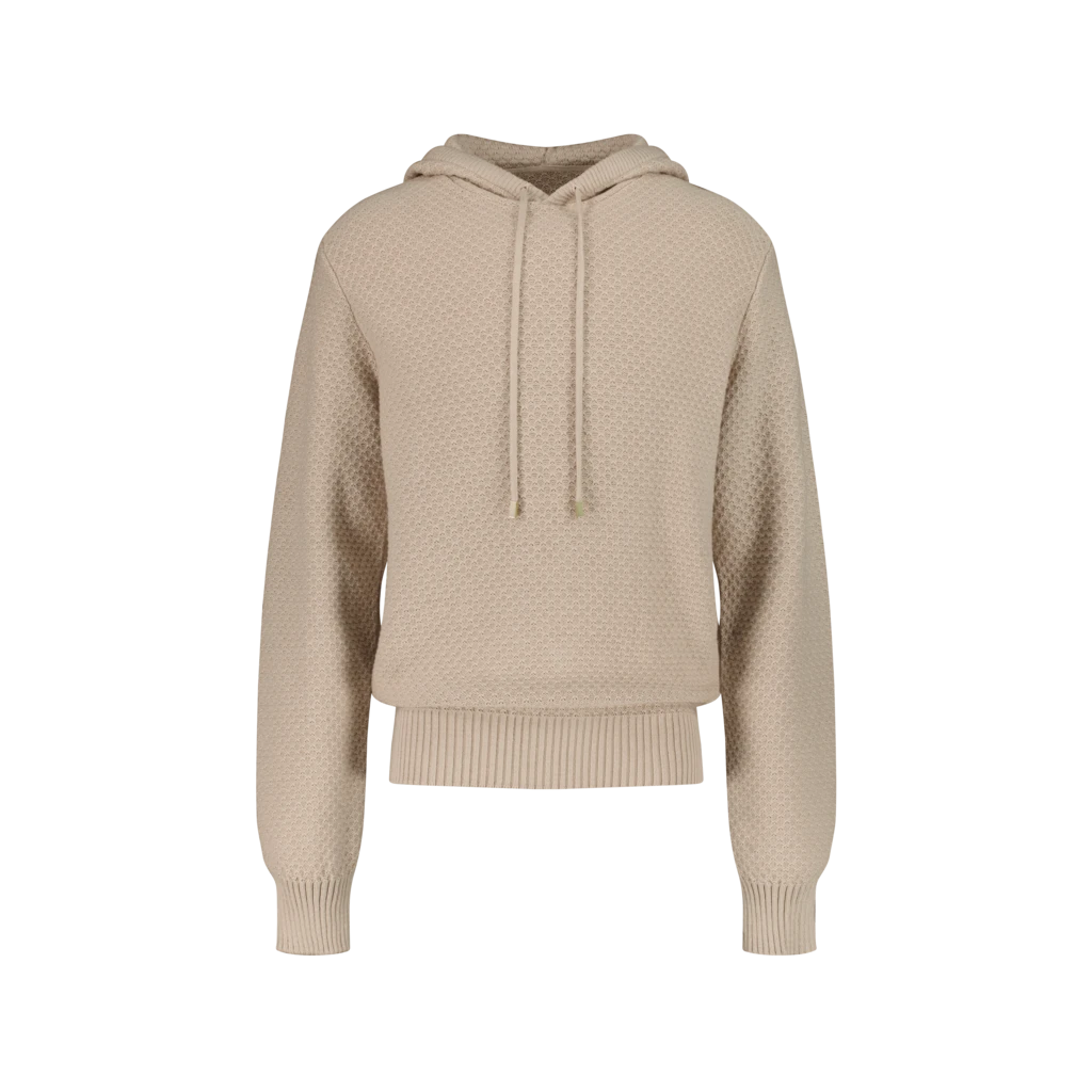 Pull à Capuche Camel(Pull A Capuche En Maille Losange) 1 Pull à Capuche Camel(Pull A Capuche En Maille Losange)