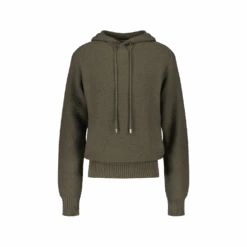 Pull Capuche Kaki(Pull A Capuche En Maille Losange 1)