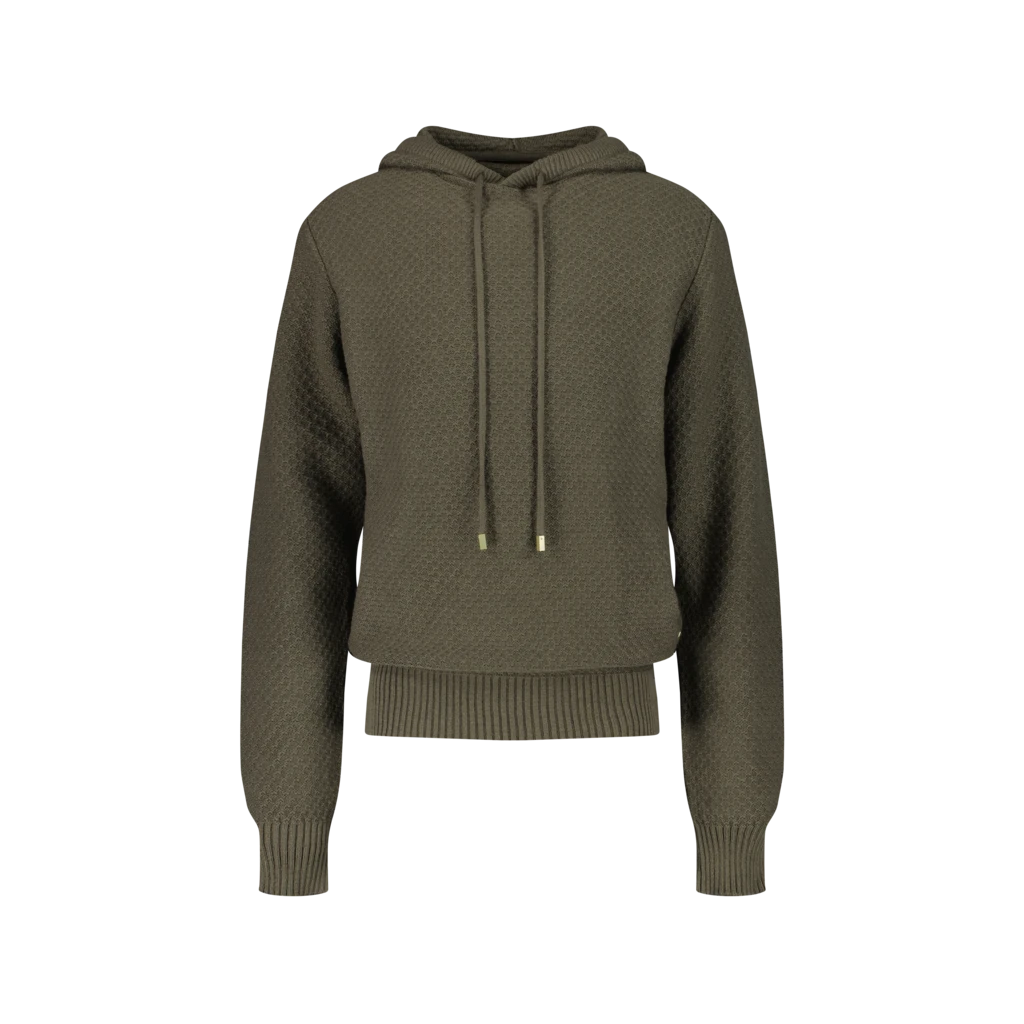 Pull Capuche Kaki(Pull A Capuche En Maille Losange 1) 1 Pull Capuche Kaki(Pull A Capuche En Maille Losange 1)