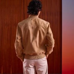 Blouson Cuir Zippé Beige(Zip Leather Jacket Beige) -Rivieras Boutique rivieras clothes blouson zip suede BLC07 CL40 ed5c65cb fa63 4740 8e05 bb2e51642b62