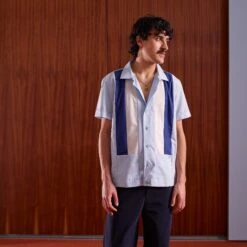 Chemise Bowling Ciel(Bowling Shirt Ciel) -Rivieras Boutique rivieras clothes chemise mc bandes CH03 CL30