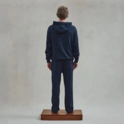 Le Sweatshirt À Capuche En Interlock(Navy Hooded Sweatshirt In Interlock) -Rivieras Boutique rivieras clothes hoodie navy SAINTMALO CL04