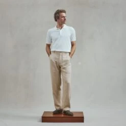 Polo Classique En Maille Écru(Ecru Classic Knitted Polo Shirt) -Rivieras Boutique rivieras clothes polo beige PORTOVECCHIO CL03