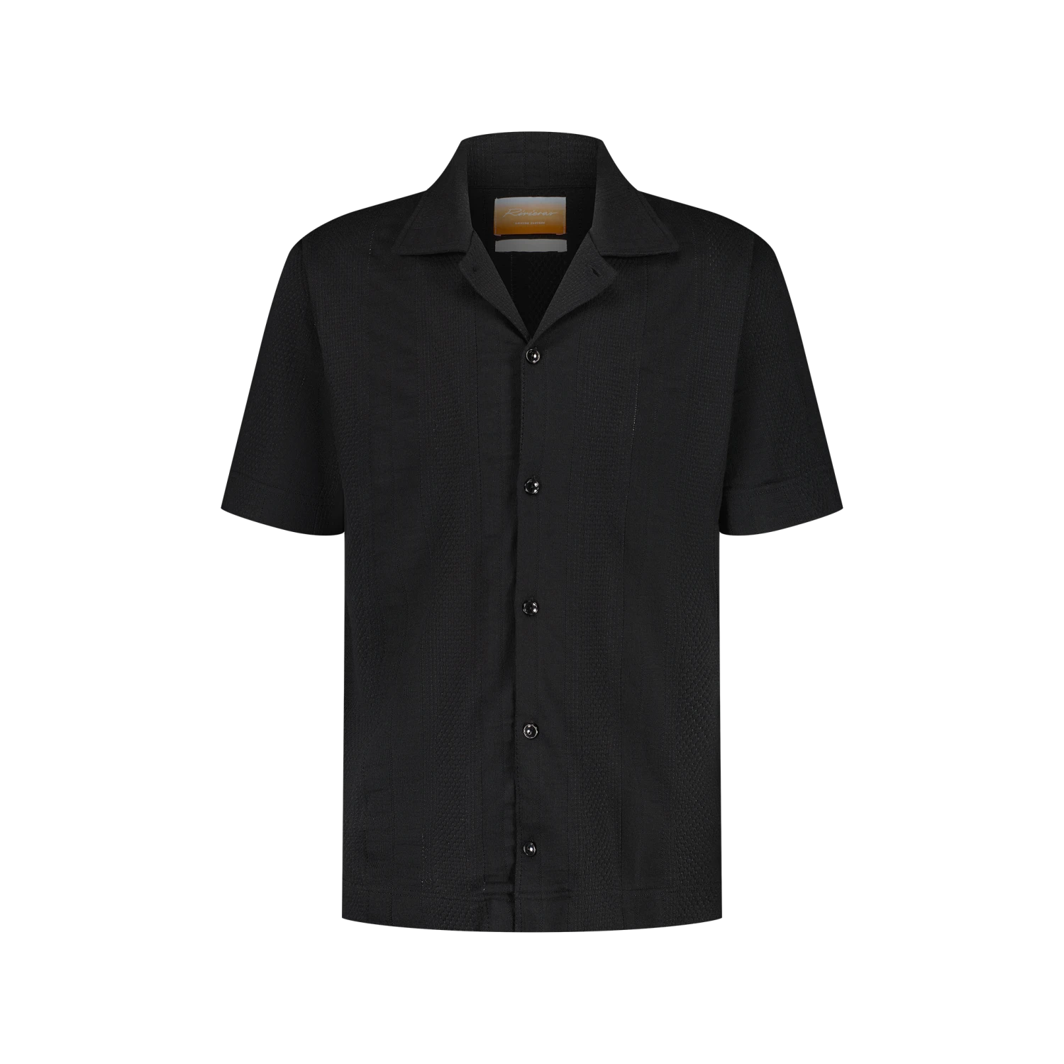 Chemise En Jersey Fantaisie Noire(Black Open Knitted Shirt) 1 Chemise En Jersey Fantaisie Noire(Black Open Knitted Shirt)
