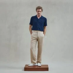 Chemise En Viscose Légère Marine(Navy Lightweight Viscose Shirt) -Rivieras Boutique rivieras clothes shirt navy ACAPULCO CL03