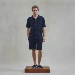 Chemise En Éponge Marine(Navy Terrycloth Shirt) -Rivieras Boutique rivieras clothes shirt navy BANDOL CL03