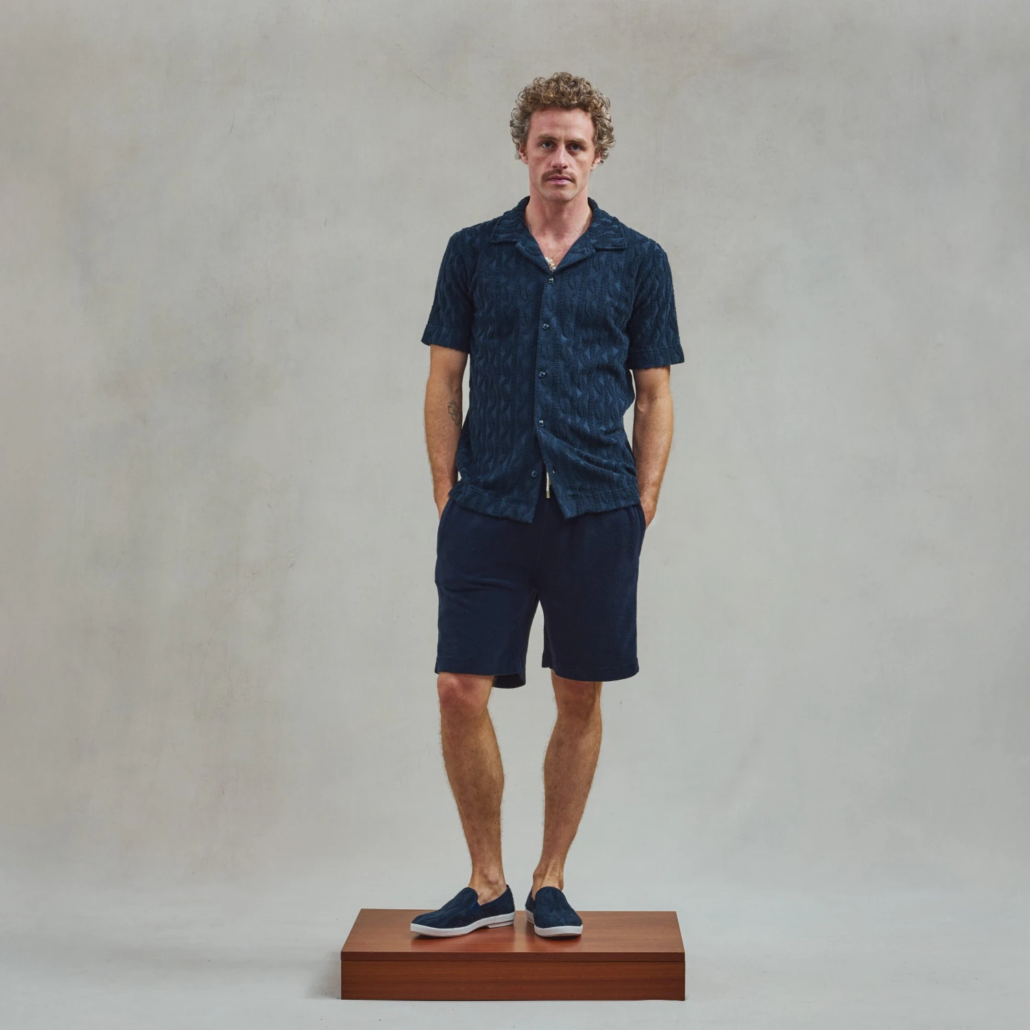 Chemise En Éponge Fantaisie Marine(Navy Fancy Terry Shirt) 3 Chemise En Éponge Fantaisie Marine(Navy Fancy Terry Shirt) – Image 3