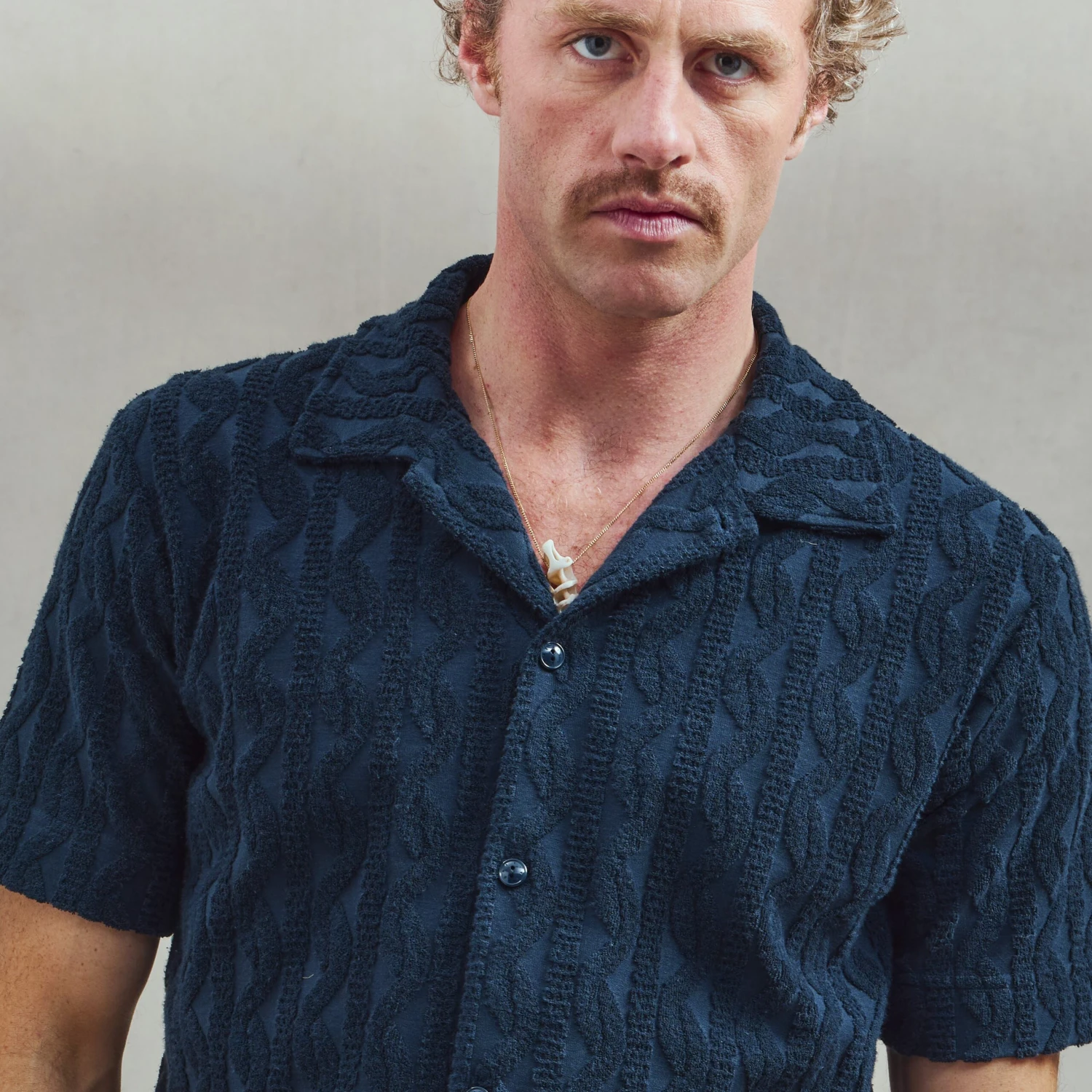 Chemise En Éponge Fantaisie Marine(Navy Fancy Terry Shirt) 5 Chemise En Éponge Fantaisie Marine(Navy Fancy Terry Shirt) – Image 5