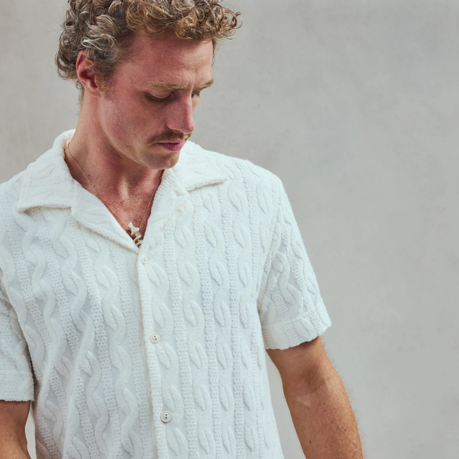 Chemise En Éponge Fantaisie Ecru(Ecru Fancy Terry Shirt) 5 Chemise En Éponge Fantaisie Ecru(Ecru Fancy Terry Shirt) – Image 5